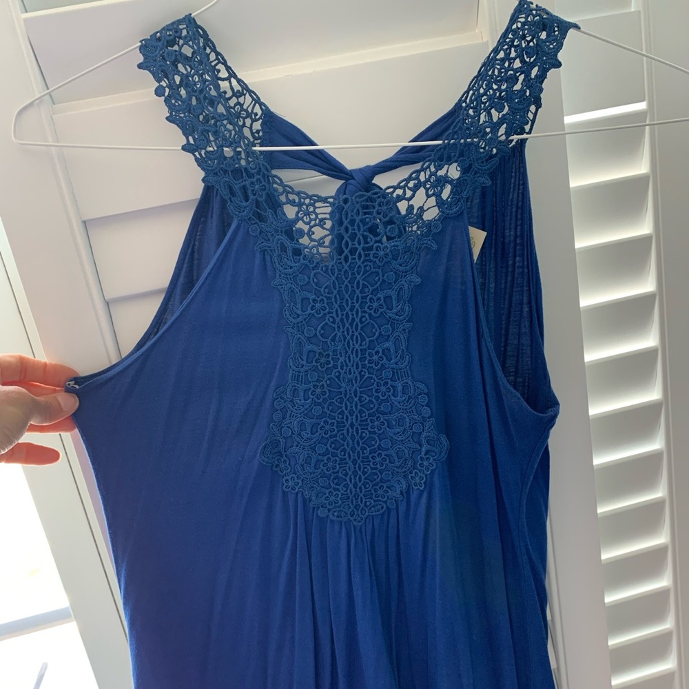 Beautiful bright blue macramé top